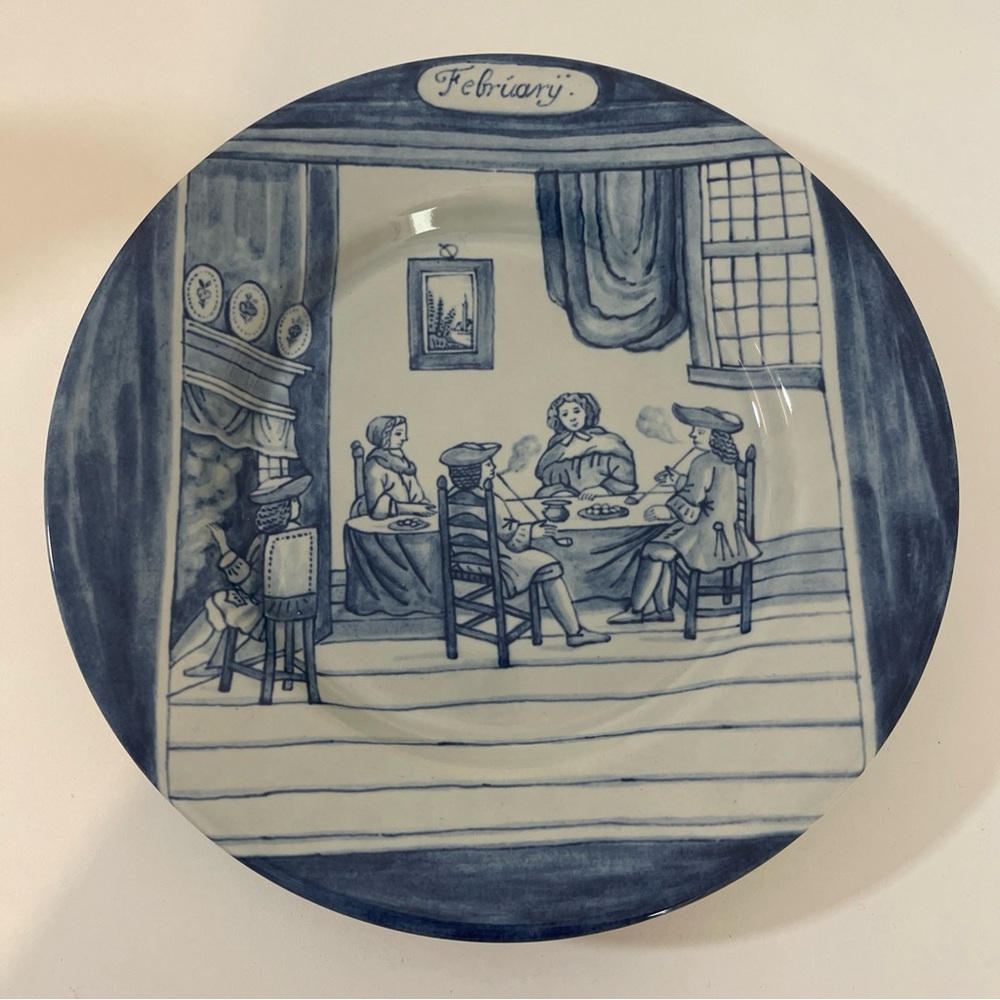Delft Style Metropolitan Museum Of  Art Month Of The Year February Plate 9 1/4"